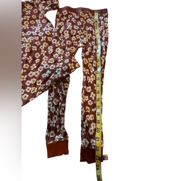 Little Sleepies Floral Kids Pajama Set - Brown and Cream - Picture 3 of 5